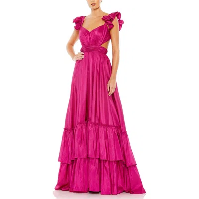 Mac Duggal Womens Satin Maxi Evening Dress In Pink