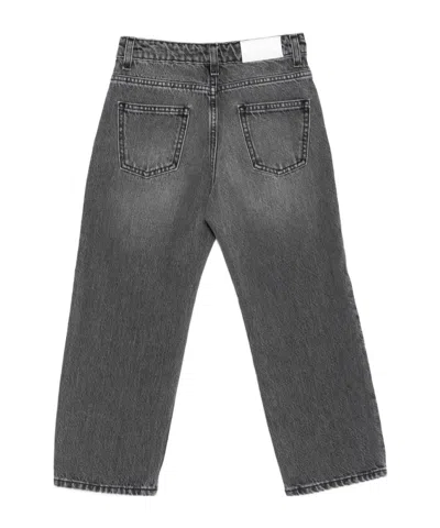 Msgm Logo-embroidered Jeans In Gray