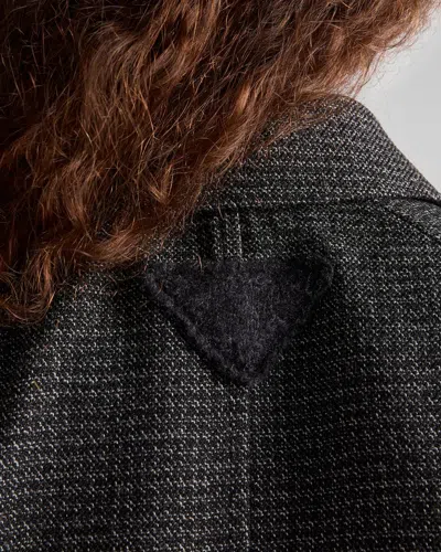 Prada Knit Logo Raglan Sleeve Coat In Black