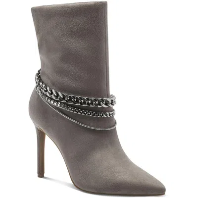 Inc Reanna Womens Faux Suede Pointed Toe Ankle Boots In Gray