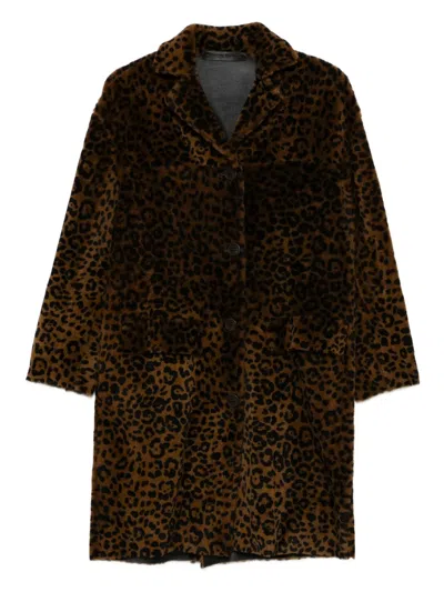 Salvatore Santoro Animal-print Leather Coat In Brown