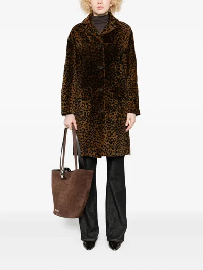 Salvatore Santoro Animal-print Leather Coat In Brown