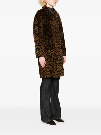 Salvatore Santoro Animal-print Leather Coat In Brown