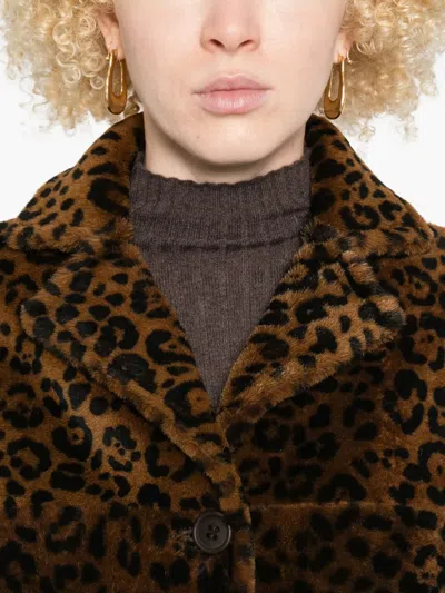 Salvatore Santoro Animal-print Leather Coat In Brown