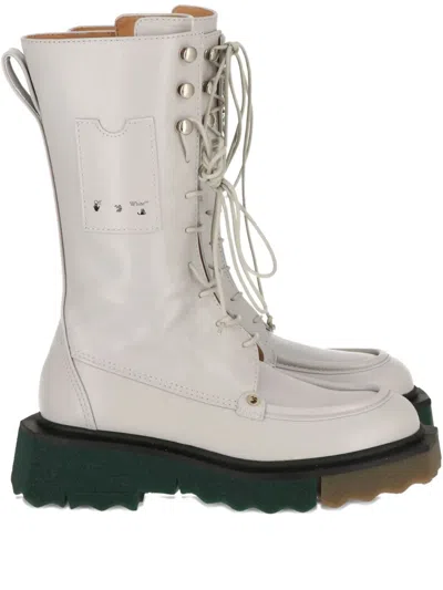 Off-white Lace-up Platform Boots In Gray