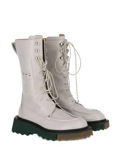 Off-white Lace-up Platform Boots In Gray