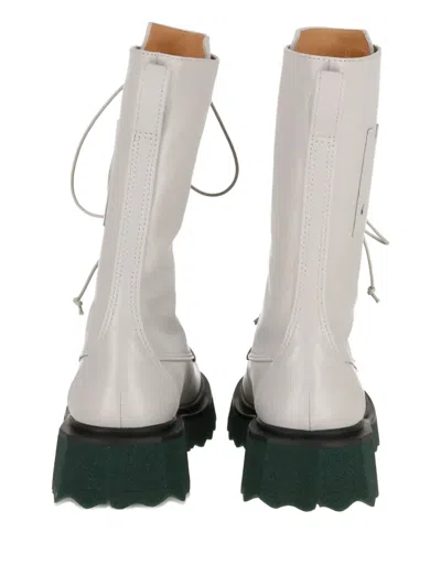 Off-white Lace-up Platform Boots In Gray