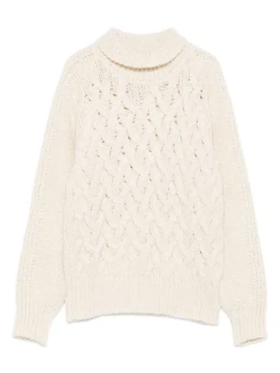 Eleventy Rollkragenpullover Mit Zopfmuster In White