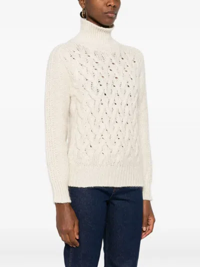 Eleventy Rollkragenpullover Mit Zopfmuster In White