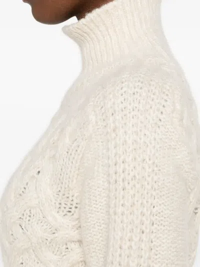 Eleventy Rollkragenpullover Mit Zopfmuster In White