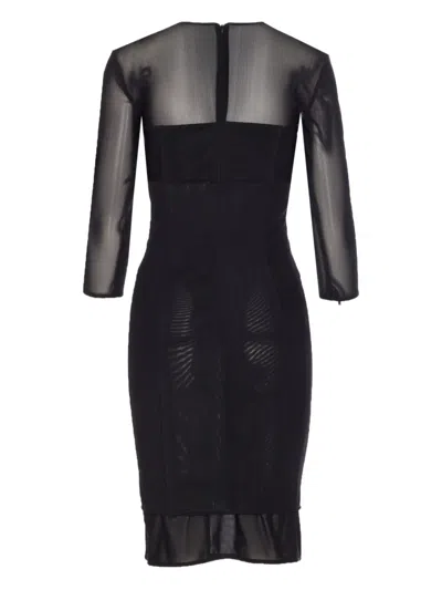 Pinko Dress Featuring Sheer Panel And 3/4 Sleeves In Black