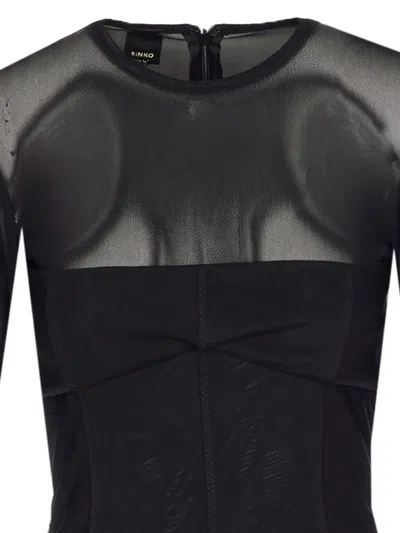 Pinko Dress Featuring Sheer Panel And 3/4 Sleeves In Black
