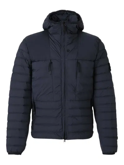 Stone Island Nylon Stretch Down Jacket In Blue