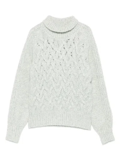 绞花针织高领毛衣