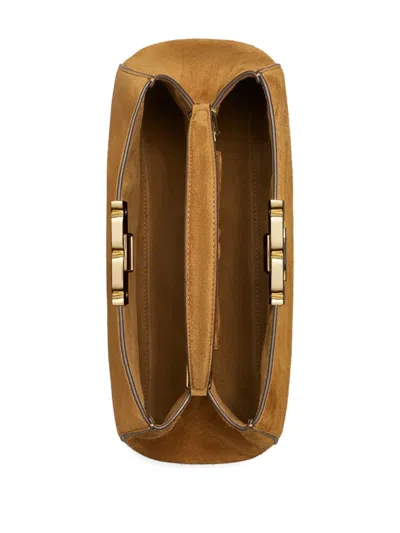 Tory Burch Elegant Mini Leather Satchel With Suede Accents In Burgundy