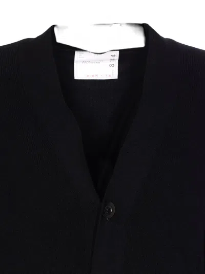 Sacai Button-down Cardigan In Black
