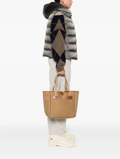 Brady Leather-trimmed Tote Bag In Brown