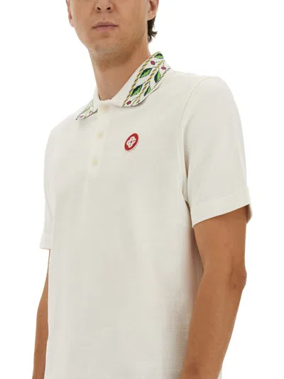 Casablanca White Organic Cotton Polo Shirts In White