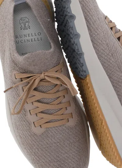 Brunello Cucinelli Logo-detail Lace-up Sneakers In Nude
