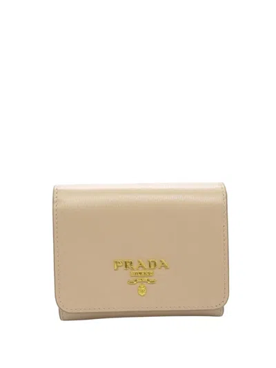 Pre-owned Prada 2013-2025 Vitello Move Trifold Wallet Small Wallets In Brown
