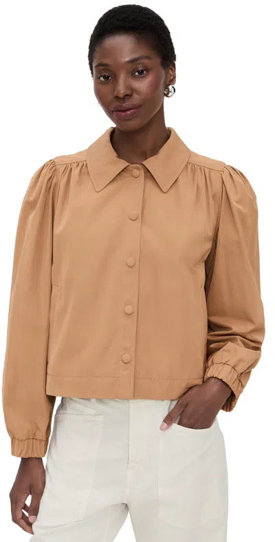 Ba&sh Icon Button Puff-sleeve Overshirt In Brown
