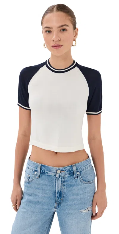 State & Lake Raglan Baseball Tee White/navy In Multi