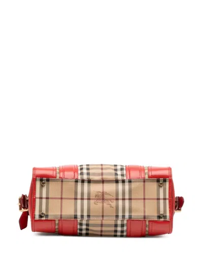 Pre-owned Burberry 2000-2017 Haymarket Check Coated Canvas Minford Portrait Satchel In Brown