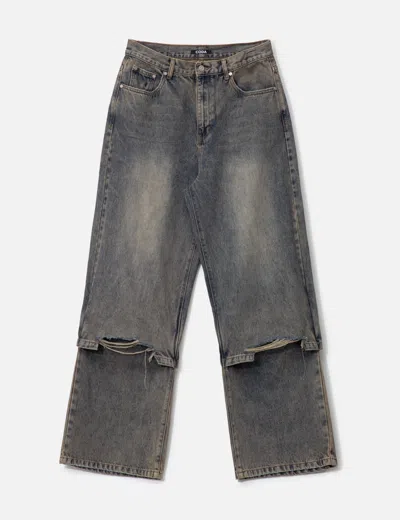 Coda Acid Wash Layered Hybrid Jeans In Brown