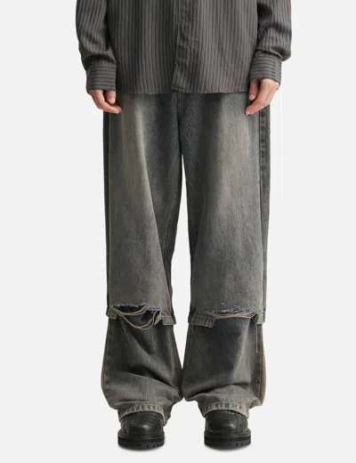 Coda Acid Wash Layered Hybrid Jeans In Brown