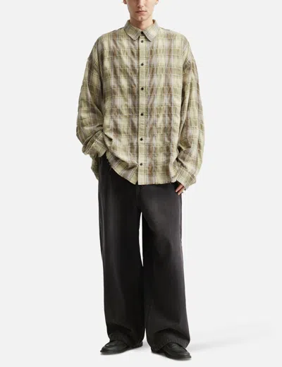 Coda Checked Washed Thrashed Structured Shirt In Brown