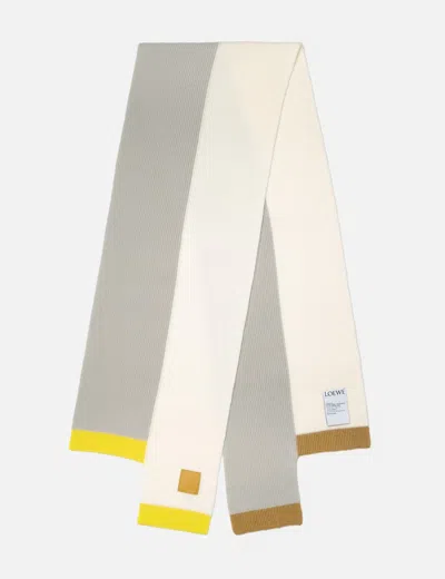 Loewe Asymmetrical Wool Scarf In Gray