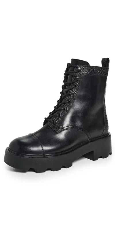 Tory Burch Amphibian Boots With Chunky Sole And Pull Tab In Black