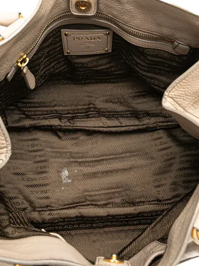 Pre-owned Prada 2000-2025 Vitello Daino Open Convertible Tote Satchel In Brown