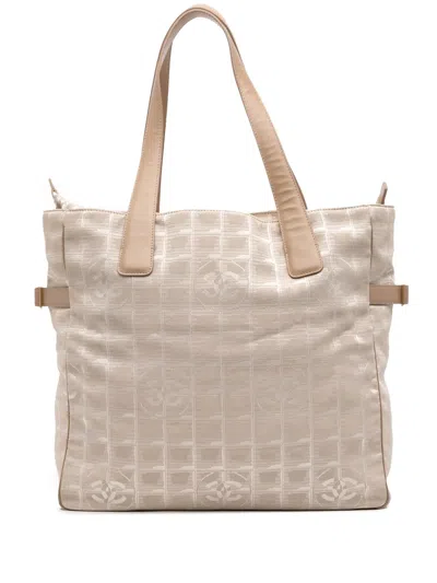 Pre-owned Chanel 2006-2008 New Travel Line Nylon Tote Bag In Brown