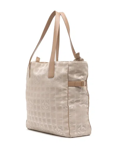 Pre-owned Chanel 2006-2008 New Travel Line Nylon Tote Bag In Brown