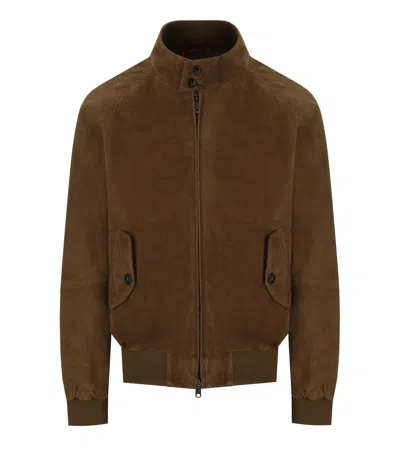 Baracuta G9 Suède Dark Olive Bomber Jacket In Brown