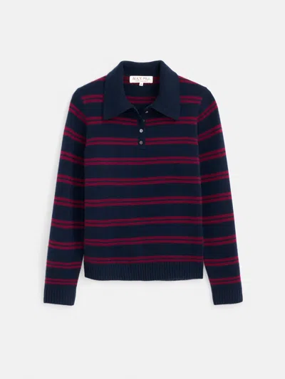 Alex Mill Alice Polo In Cashmere Stripe In Blue