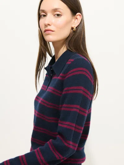 Alex Mill Alice Polo In Cashmere Stripe In Blue