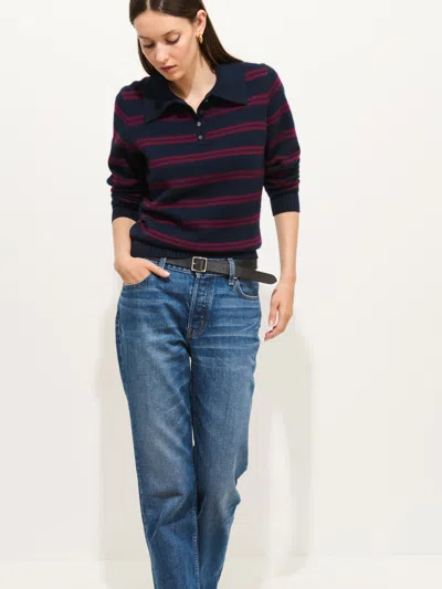 Alex Mill Alice Polo In Cashmere Stripe In Blue