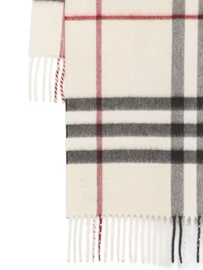 Burberry Off White Giant Check Scarf In White