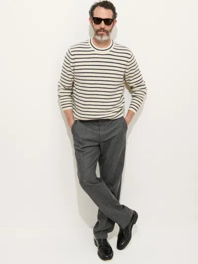 Alex Mill Jordan Stripe Ribbed Crewneck Cashmere Sweater In Ivory/navy