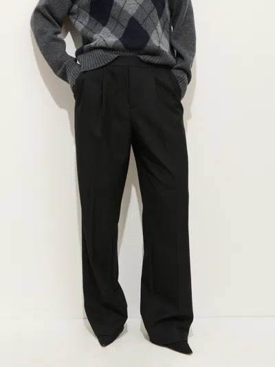 Alex Mill Primrose Pleated Trouser In Wool In Black