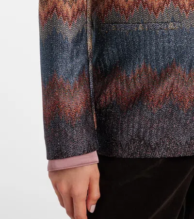 Missoni Einreiher-blazer Mit Schlangenmuster Und Lamé-fäden In Blue