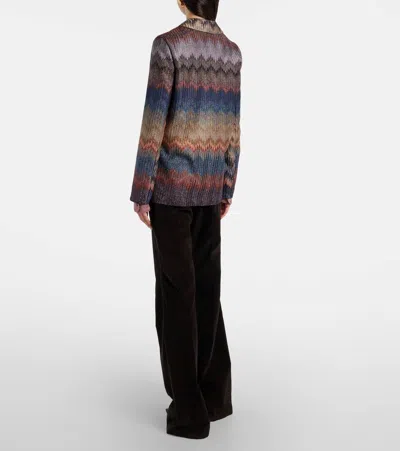 Missoni Einreiher-blazer Mit Schlangenmuster Und Lamé-fäden In Blue