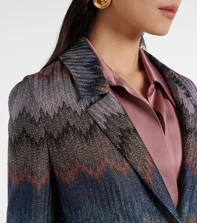 Missoni Einreiher-blazer Mit Schlangenmuster Und Lamé-fäden In Blue