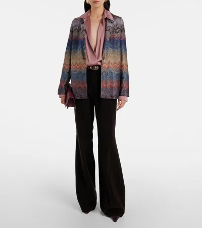 Missoni Einreiher-blazer Mit Schlangenmuster Und Lamé-fäden In Blue