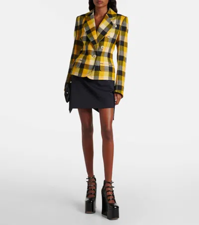 Vivienne Westwood Georgia Jacket Check Wool Pixel-check 44 Women In Yellow