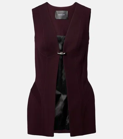 Mugler V-neck Front Opening Vest In Purple