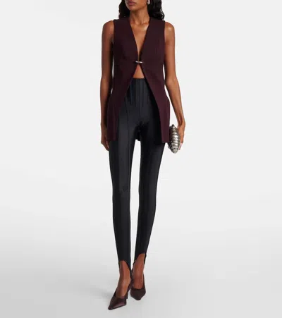 Mugler V-neck Front Opening Vest In Purple