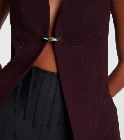 Mugler V-neck Front Opening Vest In Purple